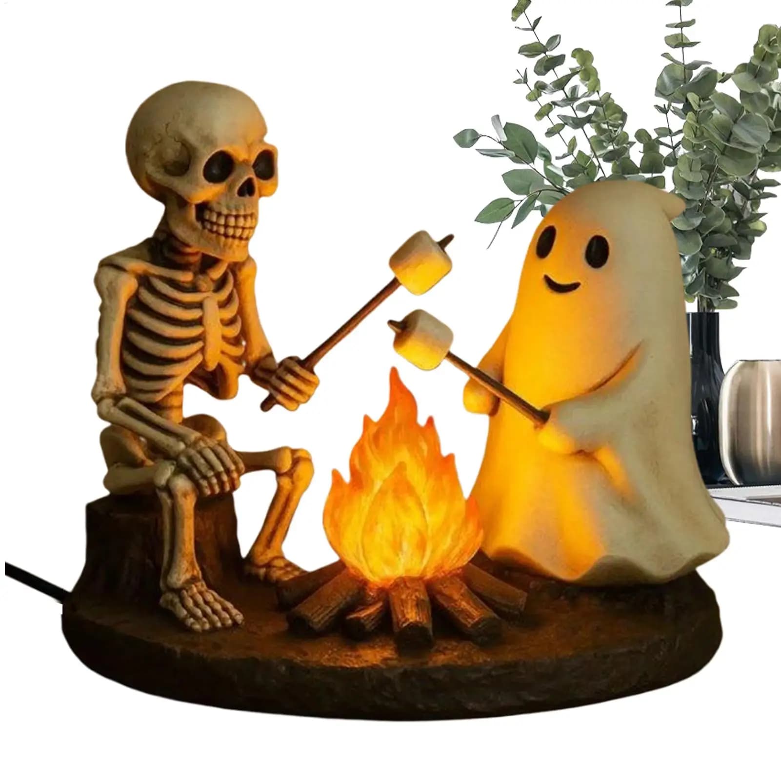 Halloween Skeleton and Ghost Flickering Lamp