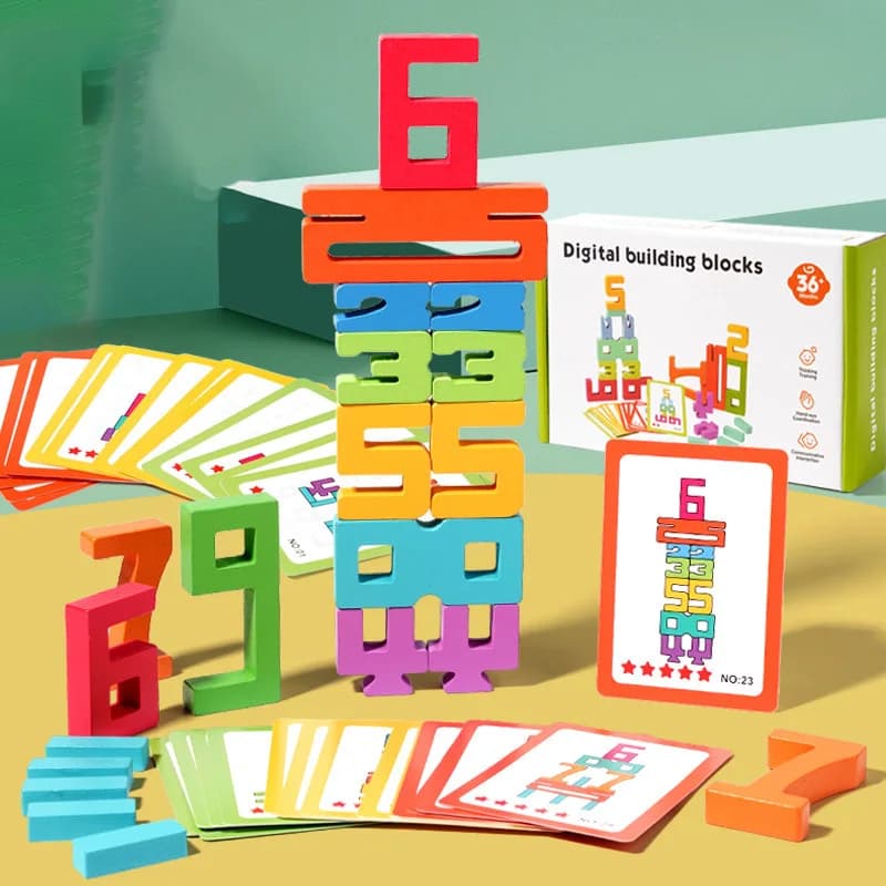 Wooden Digital Blocks Stacking Puzzle Toy