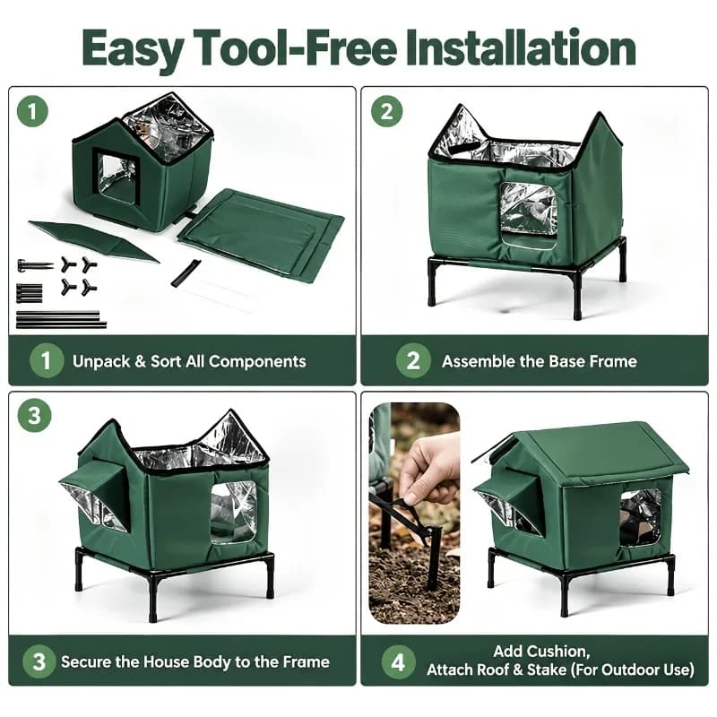 Winter Insulated Raised Dog House Waterproof