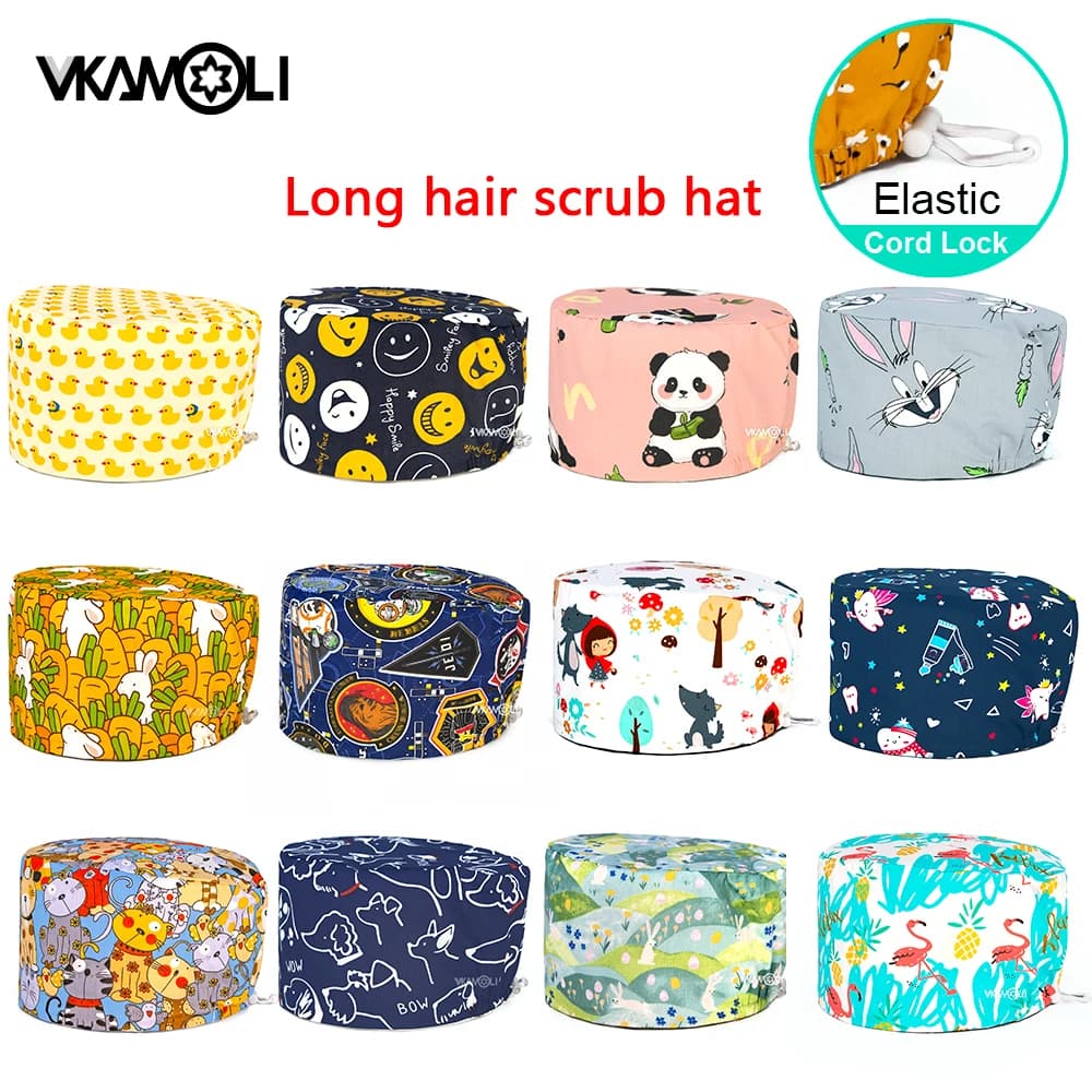 Animal Print Scrub Hat with Adjustable Ties