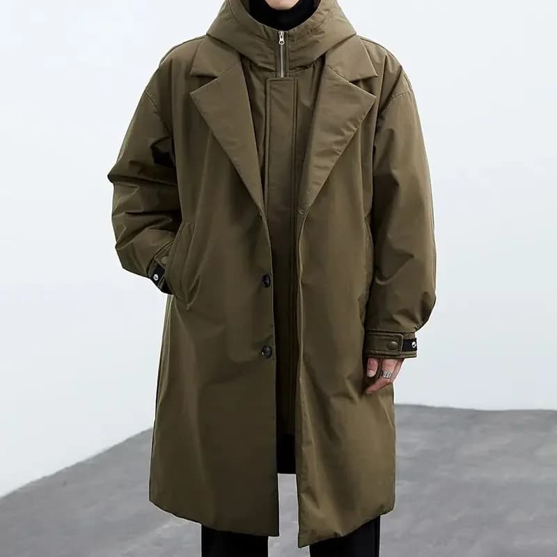 Men's Hooded Padded Trench Coat