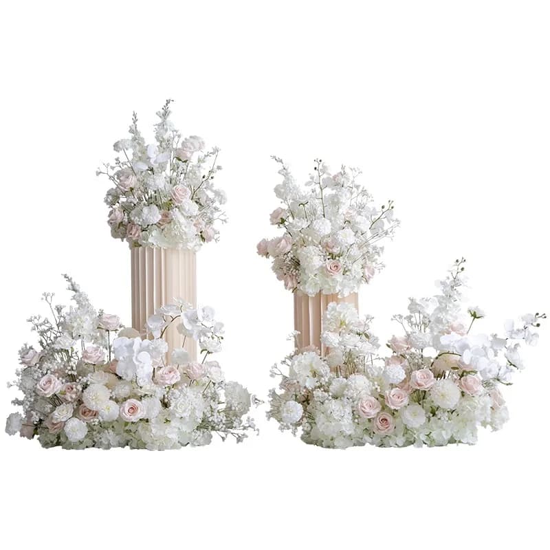 Luxurious Wedding Decor White Aisle Floor Floral Arrangement Backdrop Hyacinth Orchid Baby Breath Decor Flower Row Party Supplie