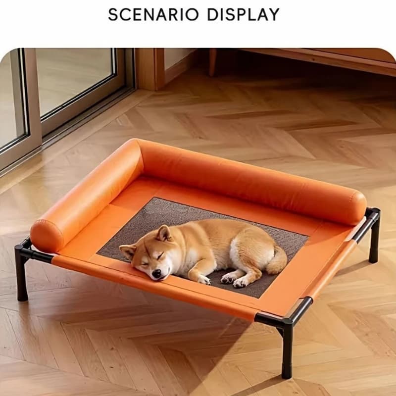 Elevated Dog Bed With Mesh Center And Bolsters
