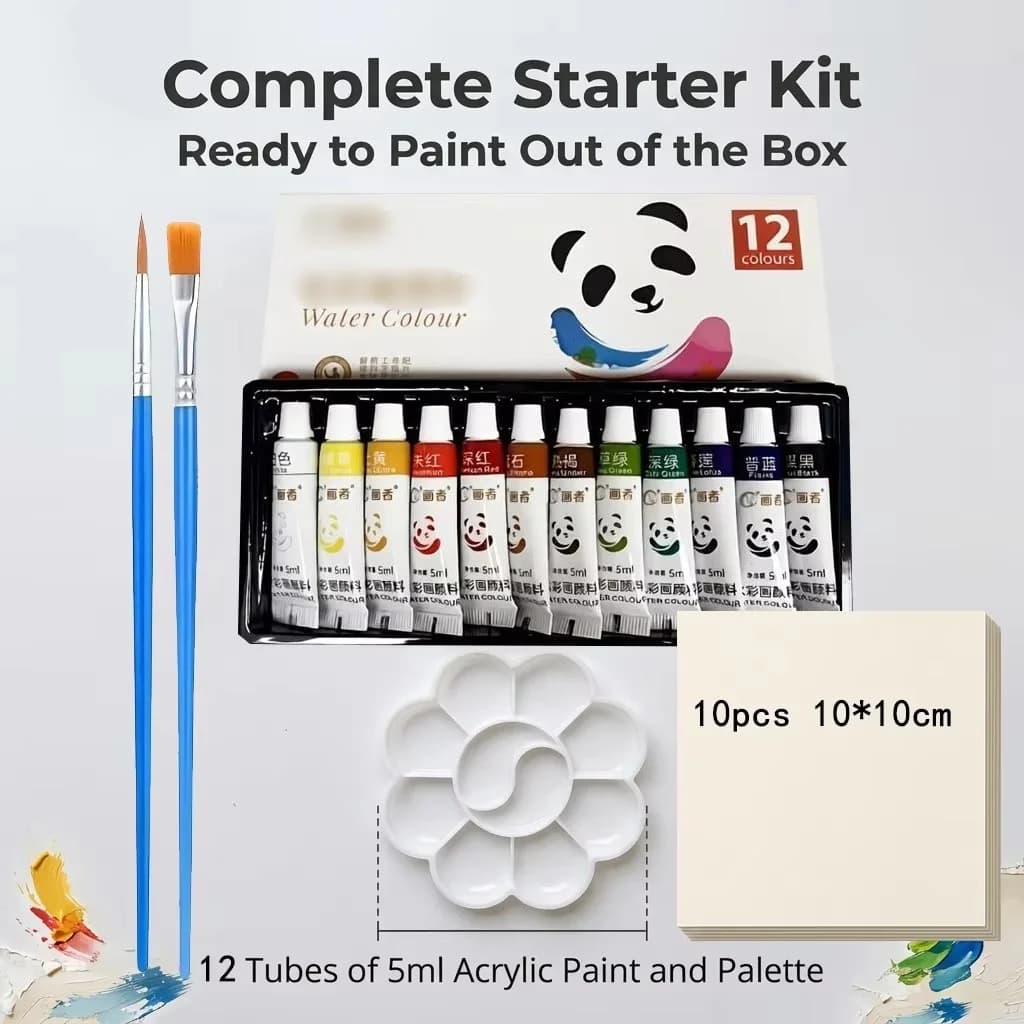 Watercolor Paint Set With Palette and Paper