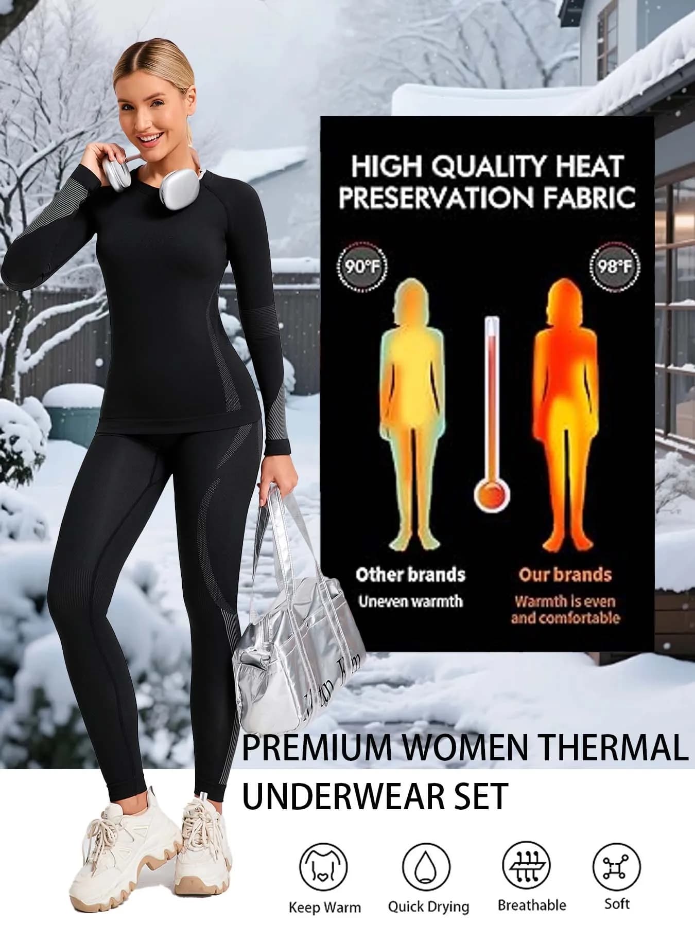 Womens Thermal Underwear Base Layer Set