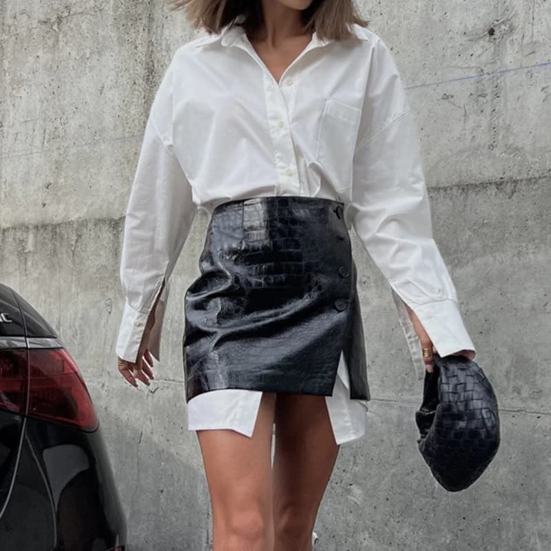 2025 New Fashion Women's Clothing Is A Complete Set of Simple and Loose White Shirts with Waist Seals