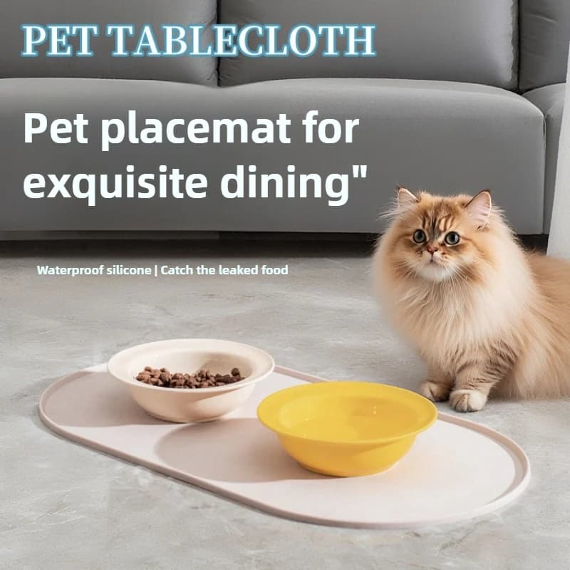 Cat Feeding Mat with Non-Slip Waterproof Design, Pet Food Mat, Compatible with Cat/Dog Bowls, Multipet Households, Dog Owners