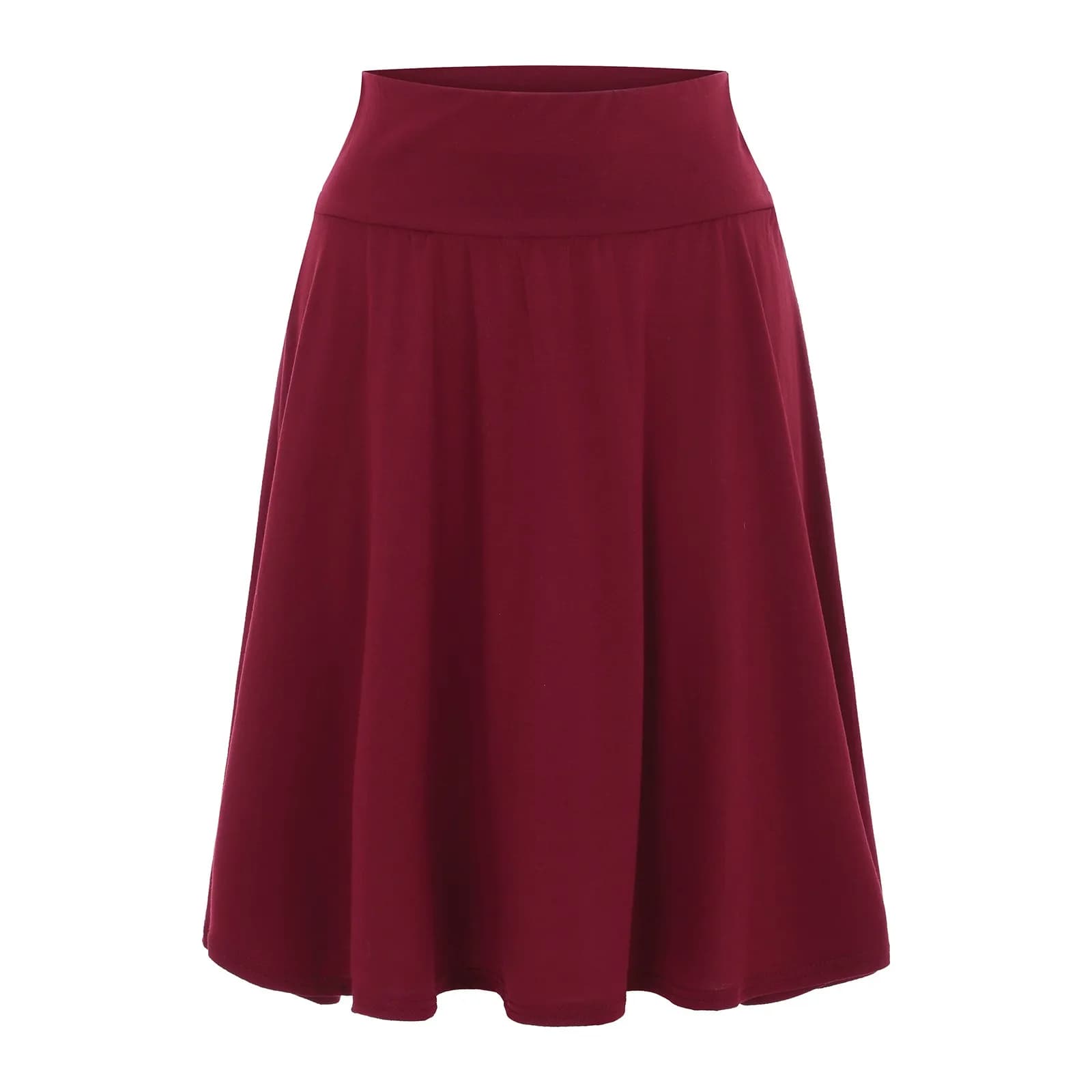 Women's High Waist Elastic Knee Length Skirt