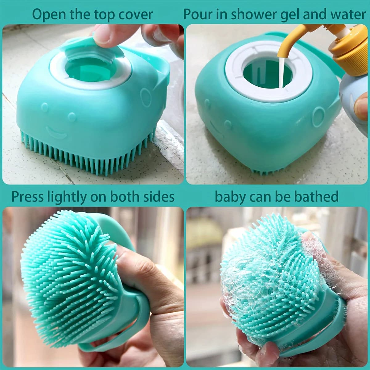 Pet Massage Brush Dog Bathing Brush Shampoo Dispenser Soft Silicone Brush Rubber Bristle for Dogs and Cats Shower Grooming Tool