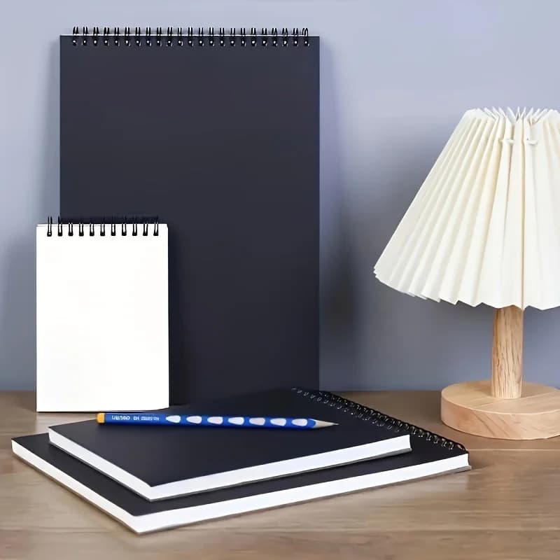 Black Artist Sketchbook Spiral Bound Drawing Pad