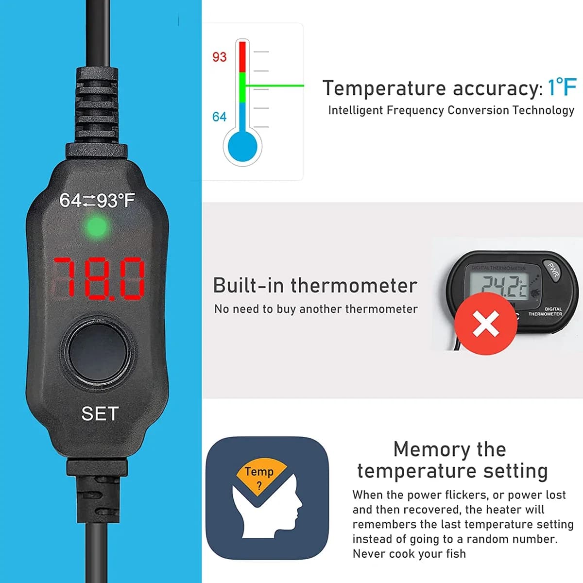 Mini USB Aquarium Heater with Digital Thermostat