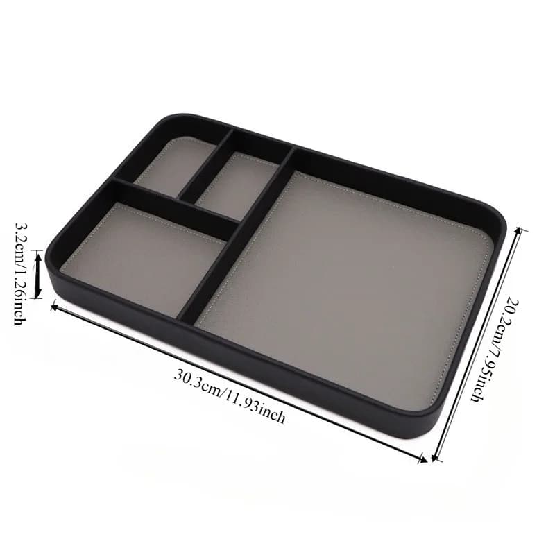 PU Leather Nightstand Organizer Tray