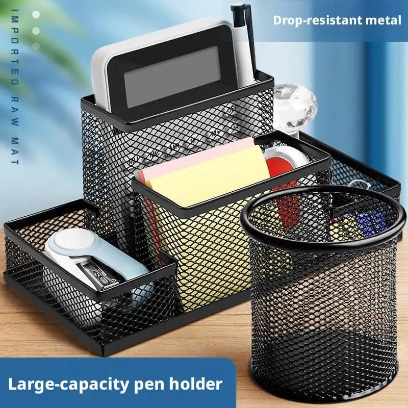 Mesh Desk Organizer Office Supplies Caddy With Pencil Holder And Storage Baskets Stationery Holder Office Supplies For Desktop