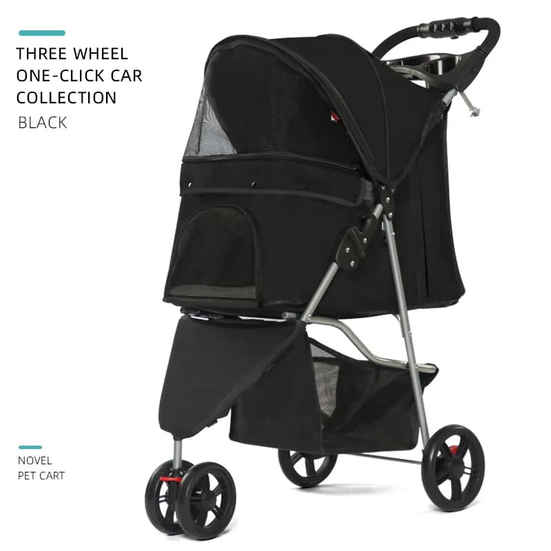 Foldable Pet Stroller with Safety Leash