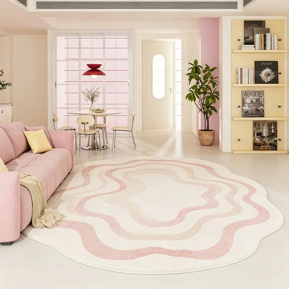 Irregular Shape Plush Area Rug Washable