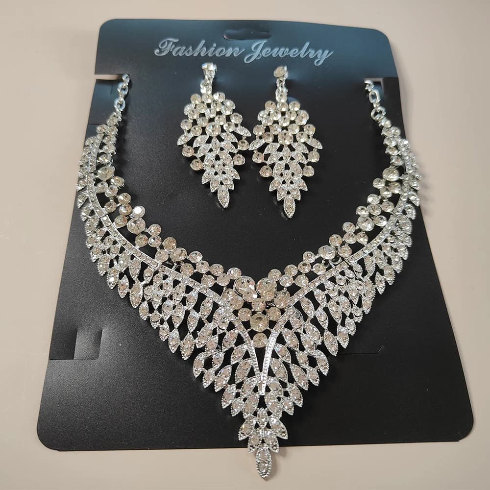 Red Crystal Statement Earrings and Rhinestone Choker Set