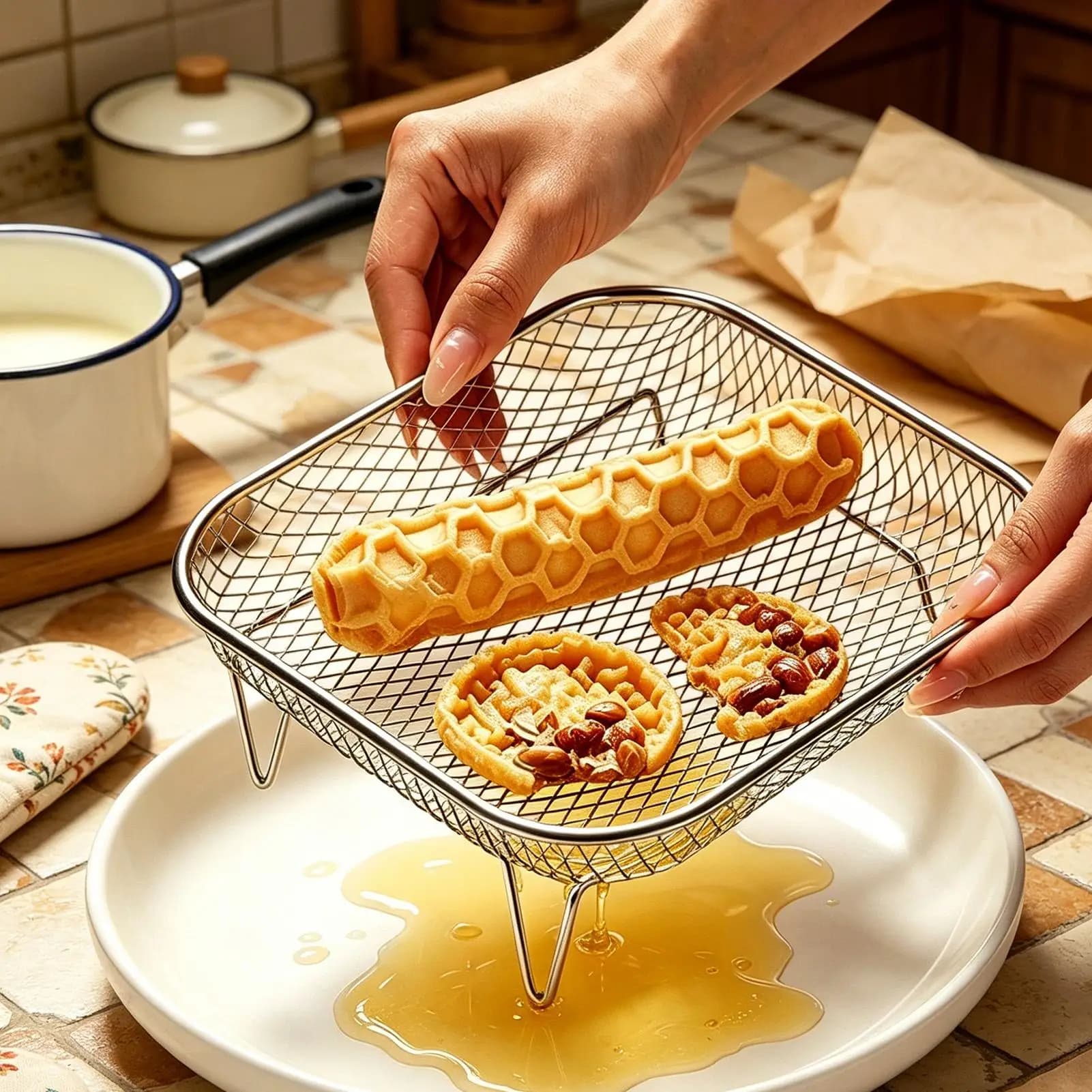 Air Fryer Universal Accessories Metal Oven Air Fryer Racks For Baking Stackable Grill Skewer Rack Fit All Airfryer 4.2Qt - 5.8Qt