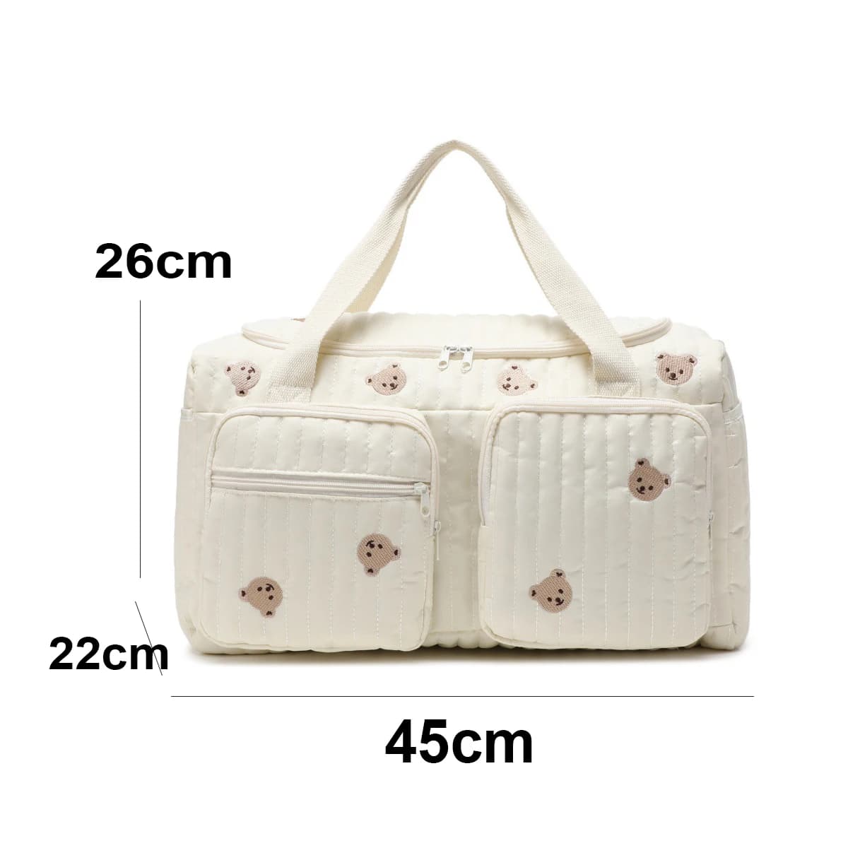 Large Cotton Diaper Bag Tote with Shoulder Straps