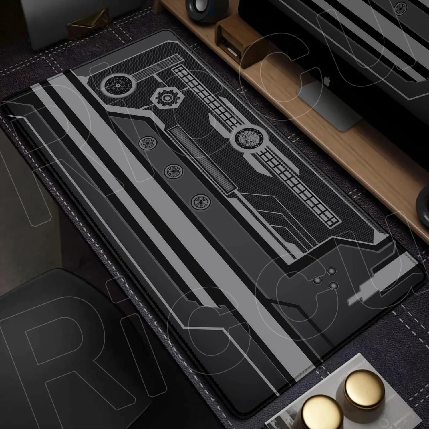 Large Gaming Desk Mouse Pad with Sci-Fi Design