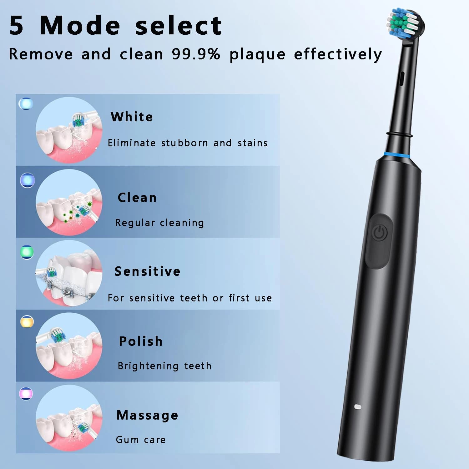Electric Rotary Toothbrush with Timer and Heads