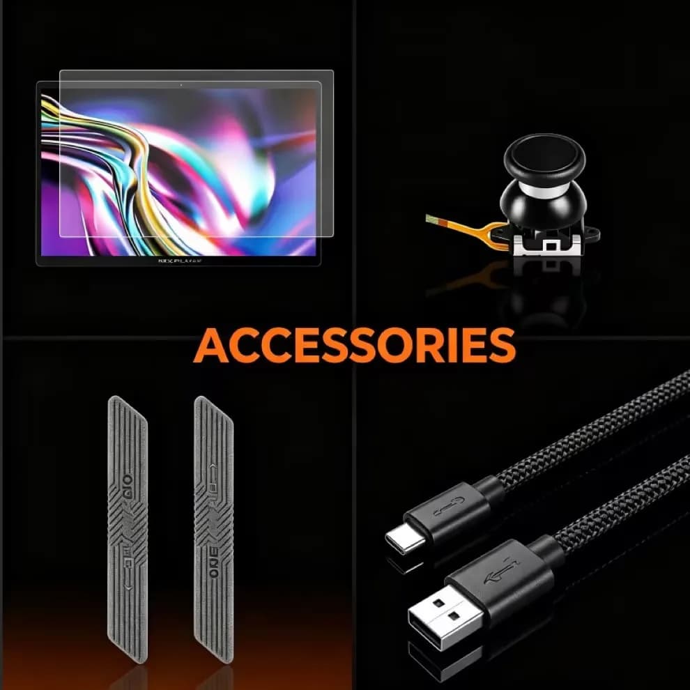 OneXPlayer Accessories Pack | Screen Protector + Joystick + Rubber Bump-defender + Charging Cable | Full Protection &