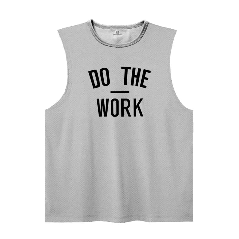 Men's Gym Clothing DO THE WORK Printed Sports Quick Dry Bodybuilding Shirts Casual Breathable Mesh O-neck Muscle Fitness Vests