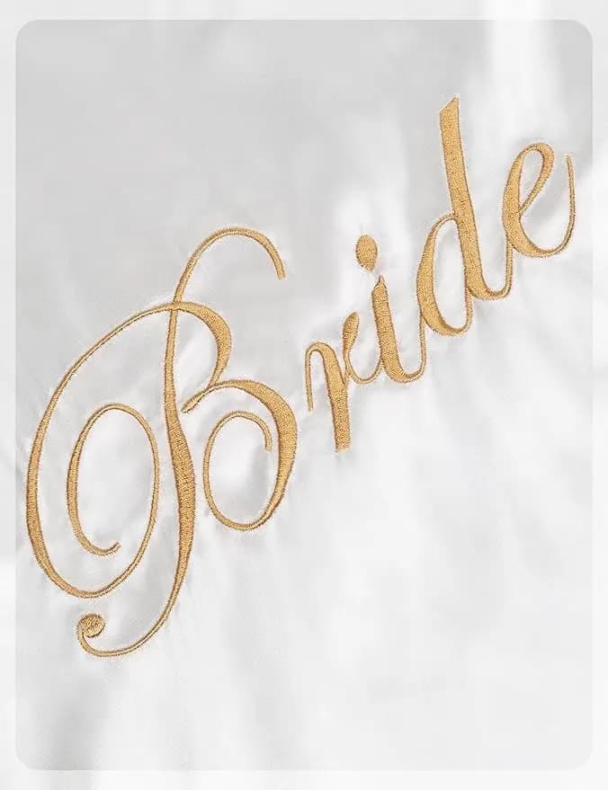 Bride Satin Kimono Robe with Feather Sleeves