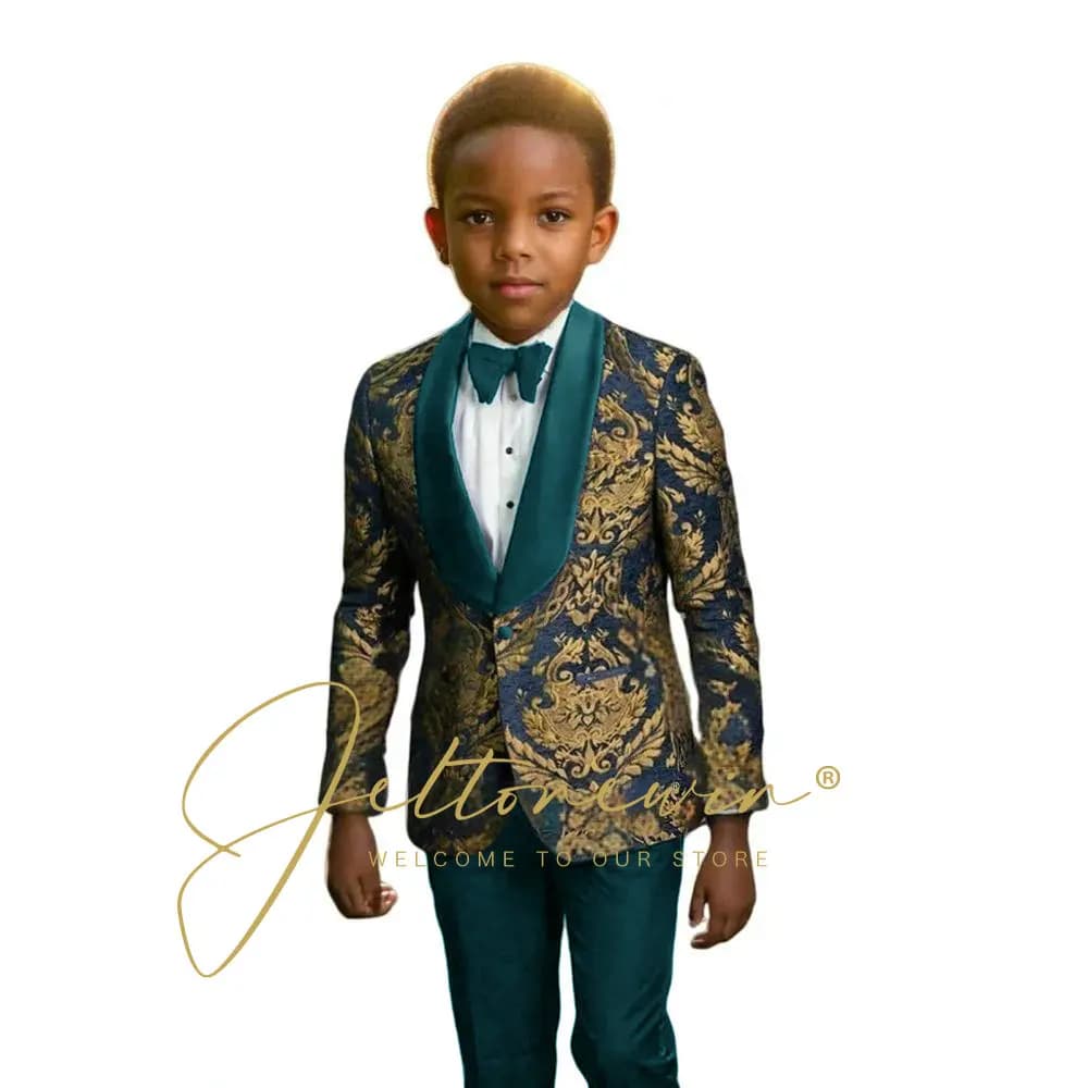 Navy Floral Boys Suit Set – 2 Pieces