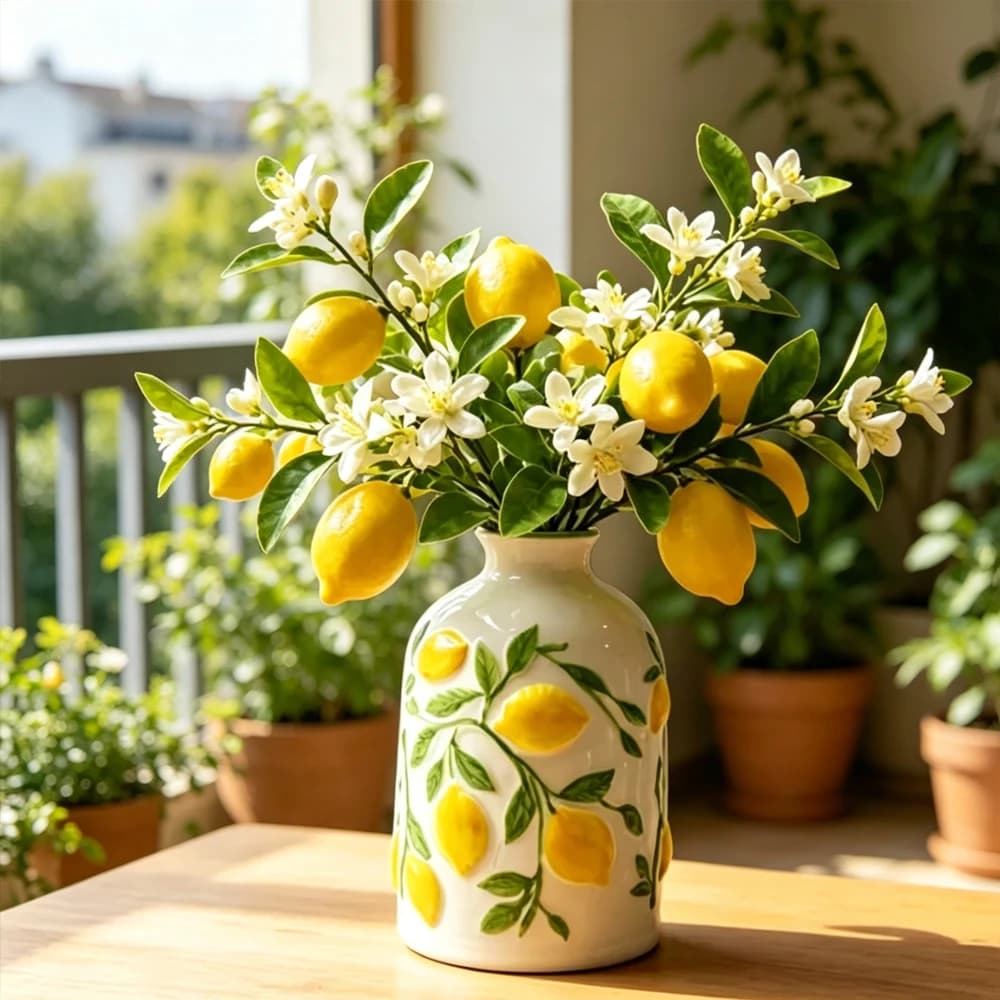 Ceramic Lemon Flower Vase Planter