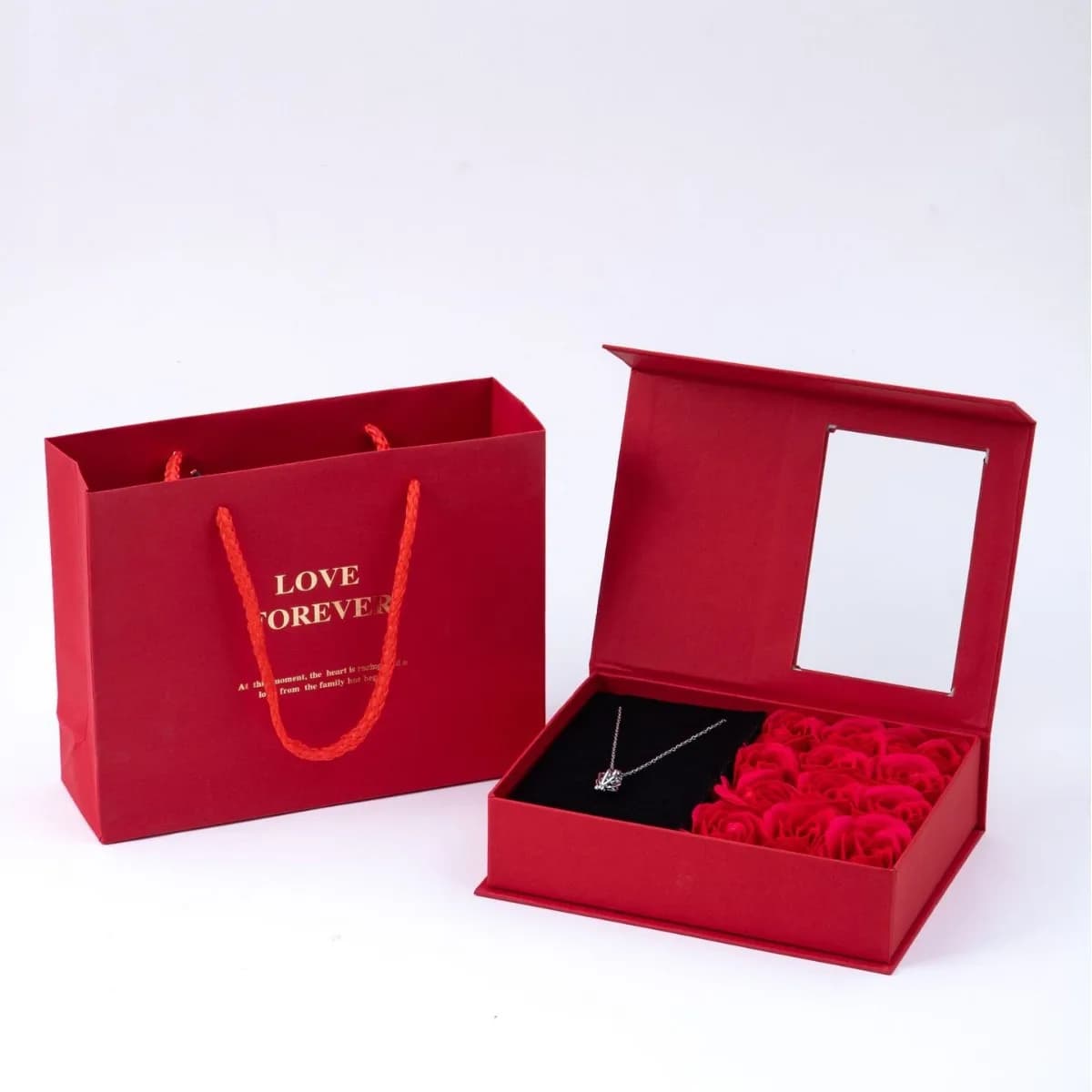 12 Rose Flowers Valentine'S Day Gift Box Soap Flower Necklace Jewelry Party Wedding Bridal Shower Bachelorette Party Gift Box