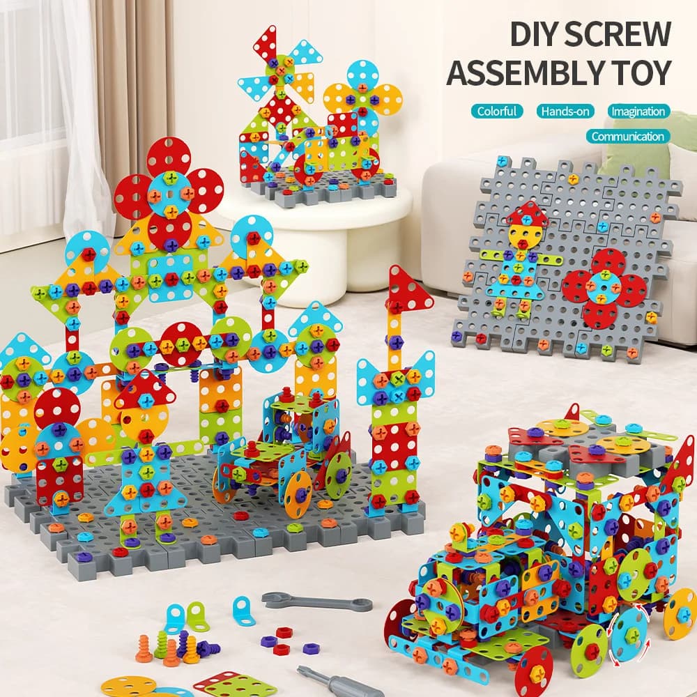 DIY Building Blocks Set with Tools and Storage