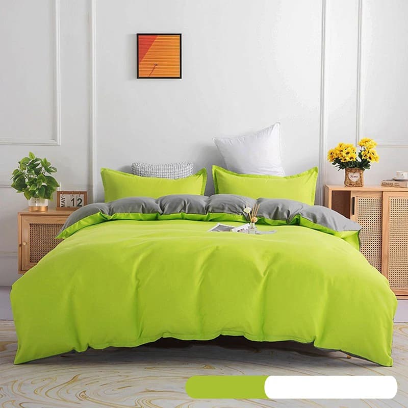 Simple Solid Sanding Bedding Set 4Pcs Two-Color Soft Bedclothes for Four Seasons Skin-Friendly Bedroom Decor for Adult Students