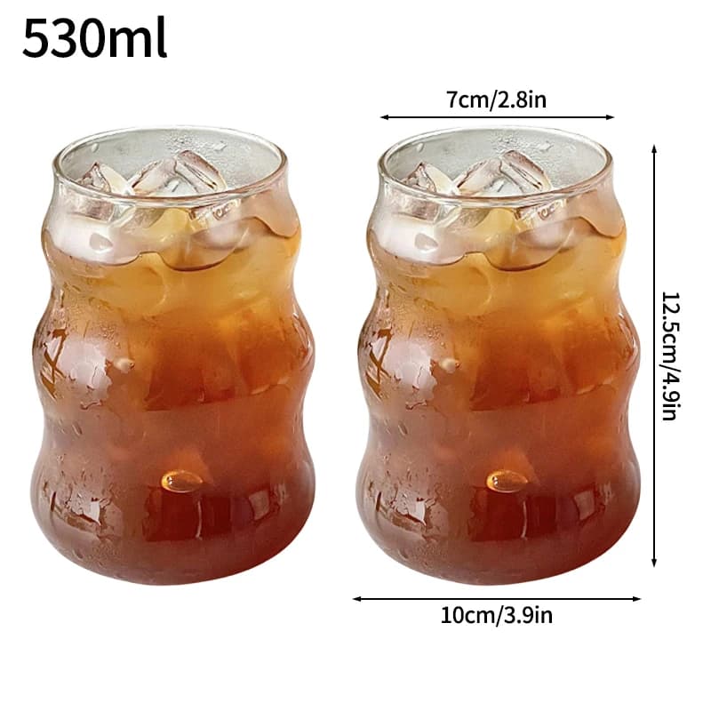Glass Drinking Cup with Grip Pattern