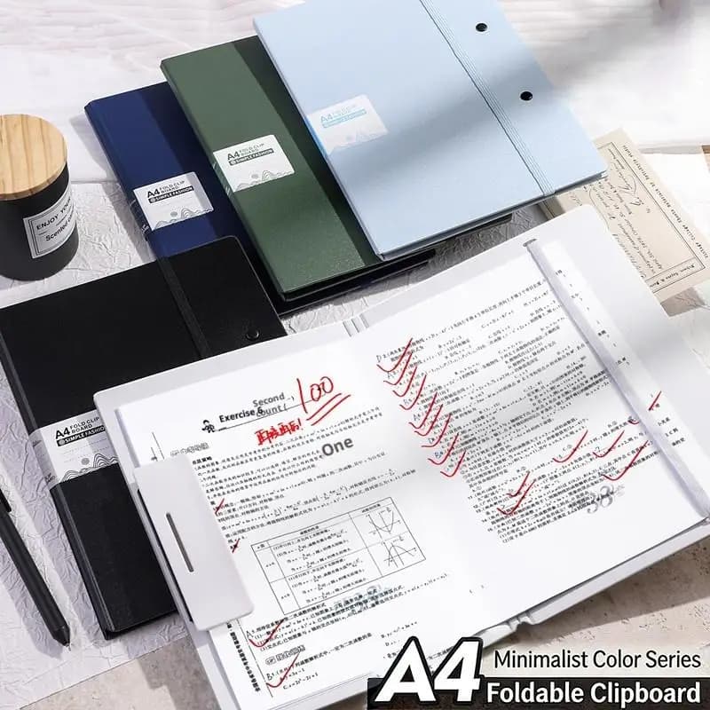 Foldable A4 Document Organizer with Metal Clip