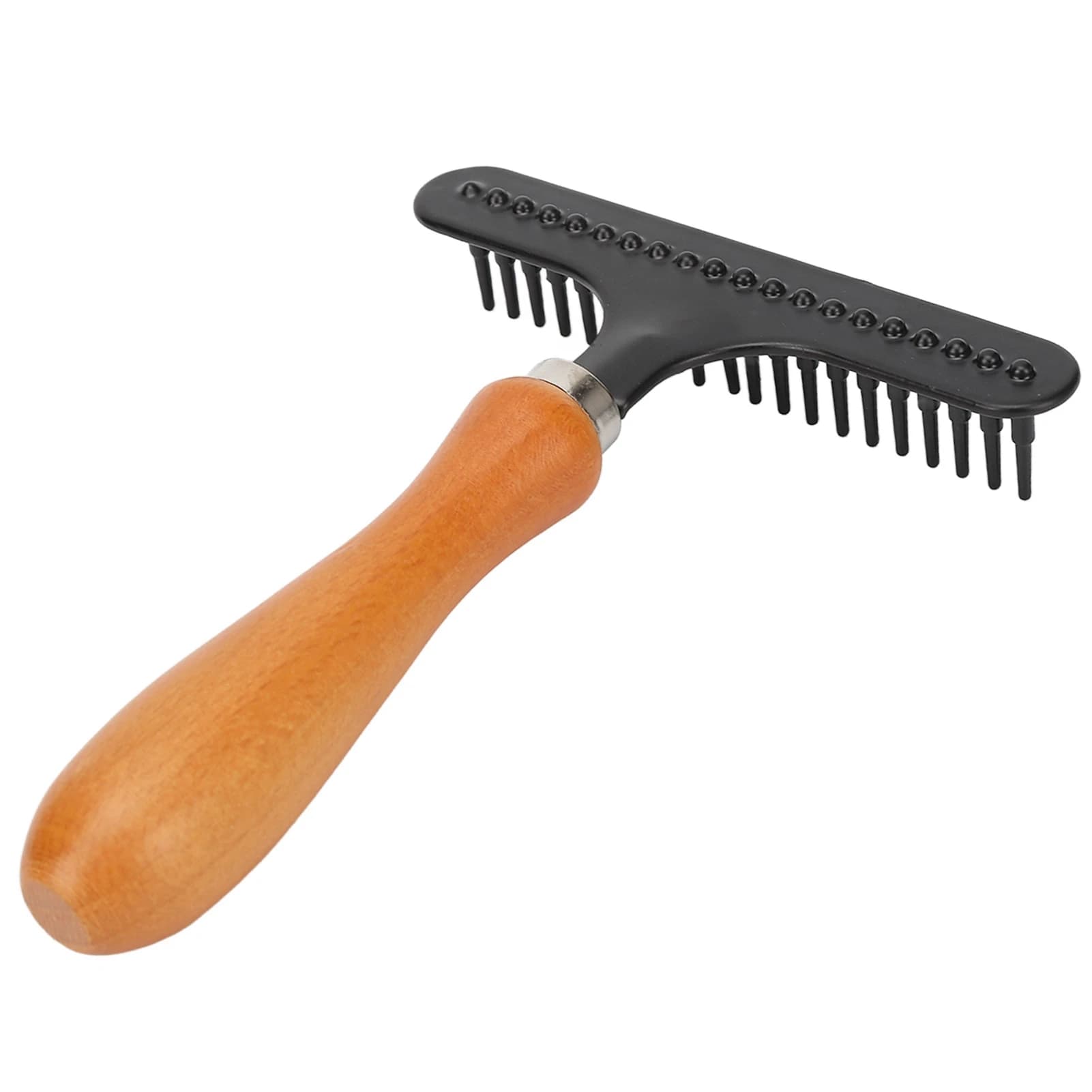 Pet Grooming Rake with Wooden Handle