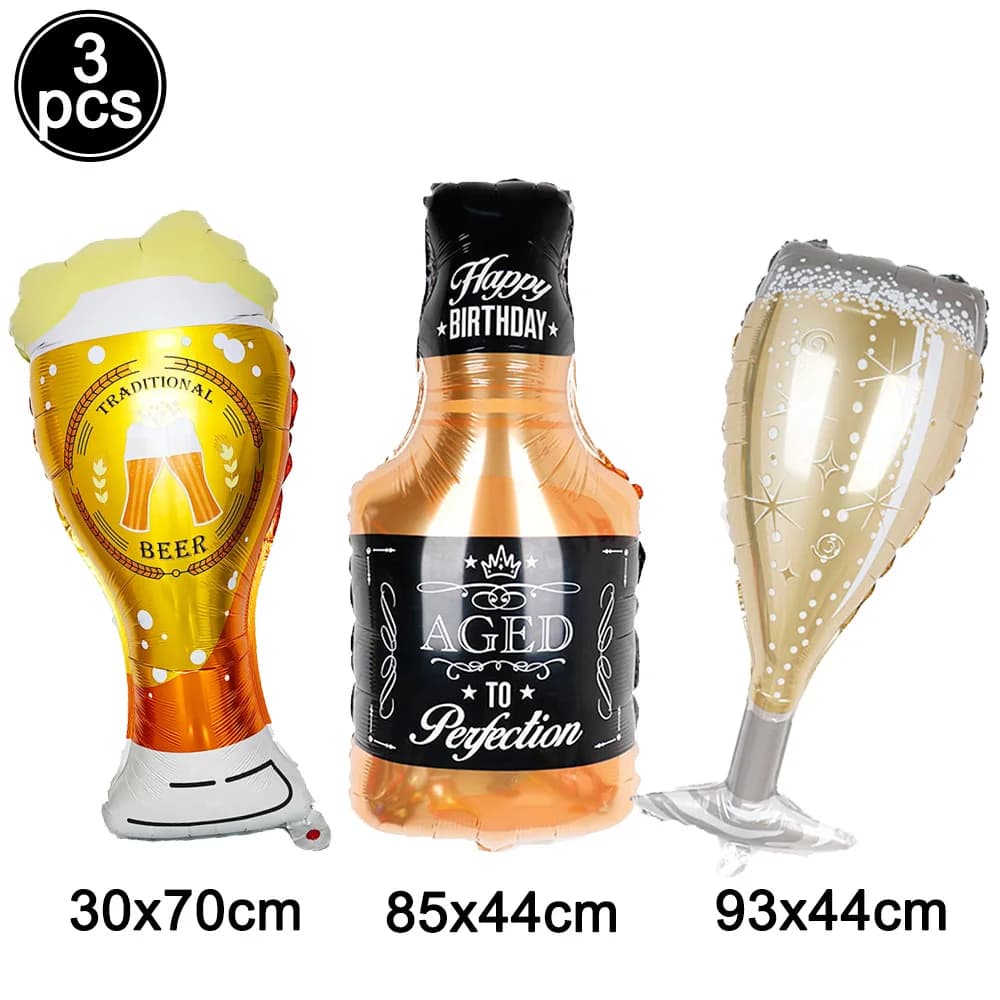 Adult Birthday Party Whisky Champagne Beer Cups Balloon Beer Cheers Father's Day 30th 40th 50th 60th Birthday Party Decor