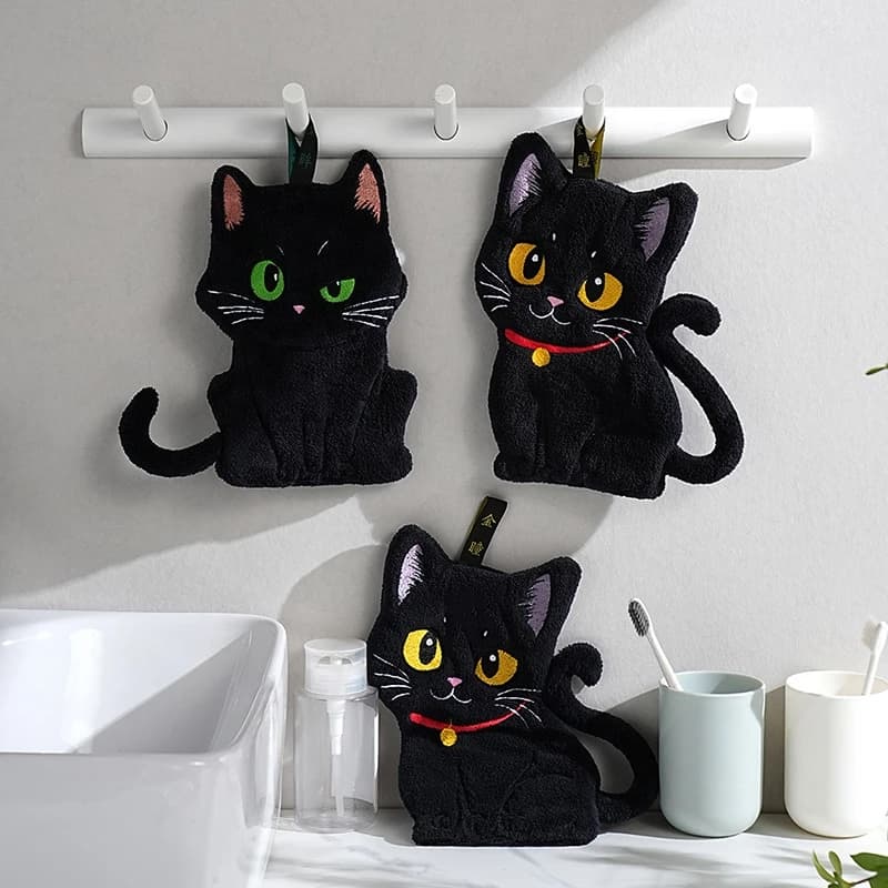 Cute Cat Cartoon Hand Towel