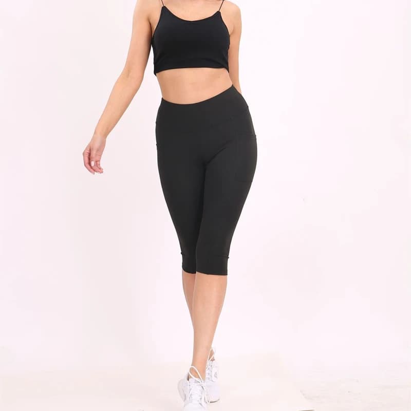 High-Waist Elastic Capri Yoga Leggings