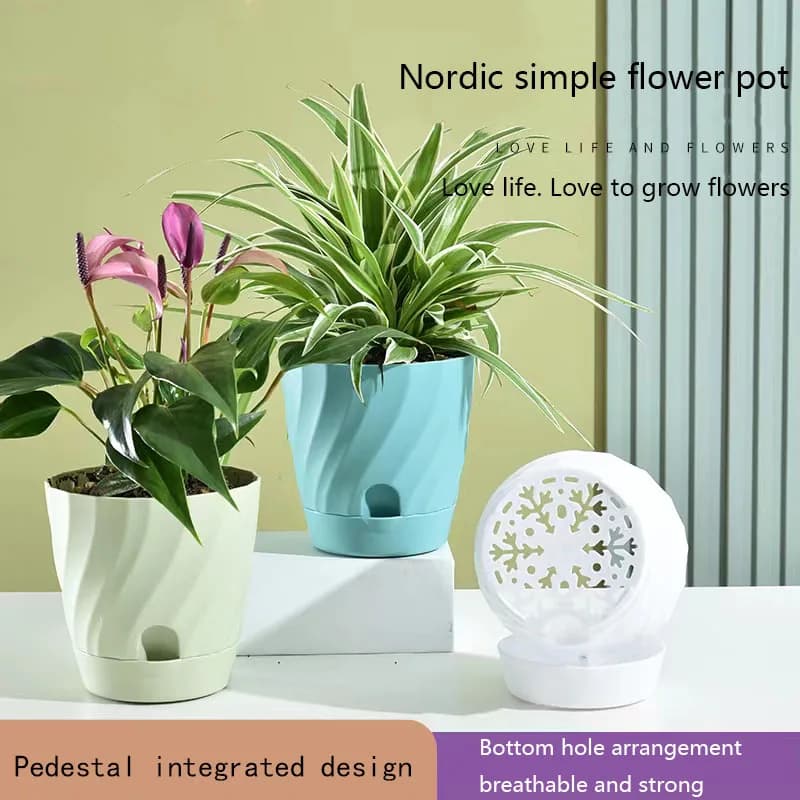Plastic Flower Pot with Pedestal Base