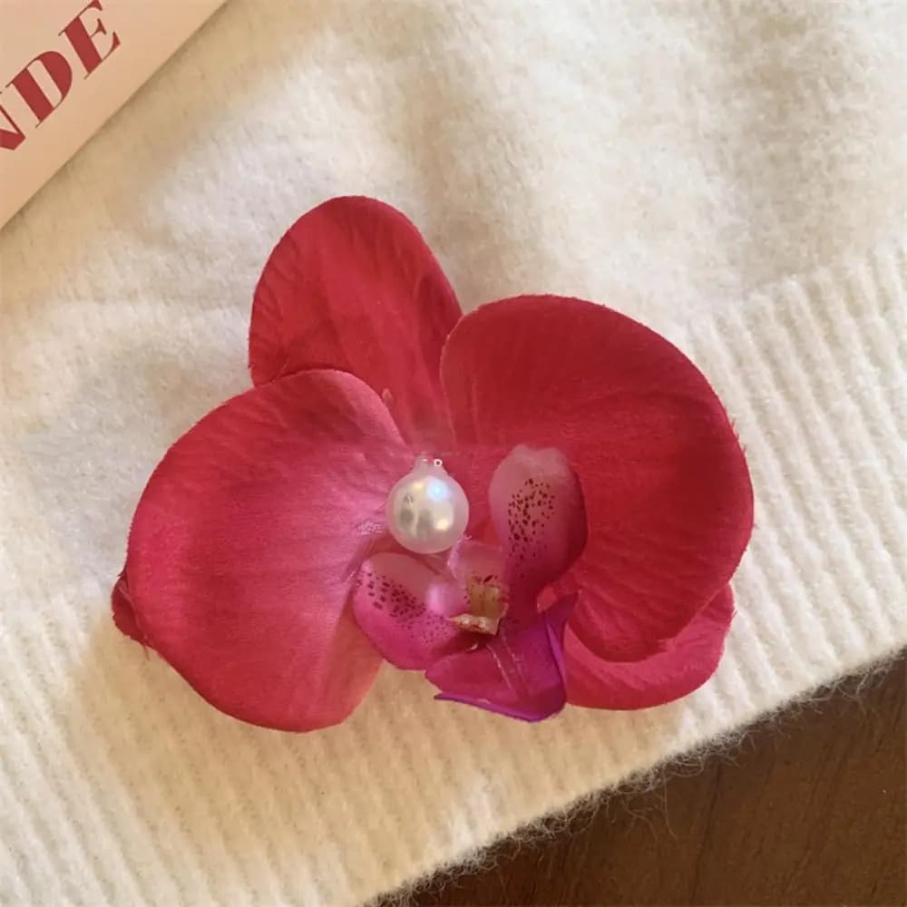 Hair Accessories Flower Hair Clip Pink Orchid Headdress Orchid Hairpin Hair Ornament Side Barrettes Bohemia Barrettes Bridal
