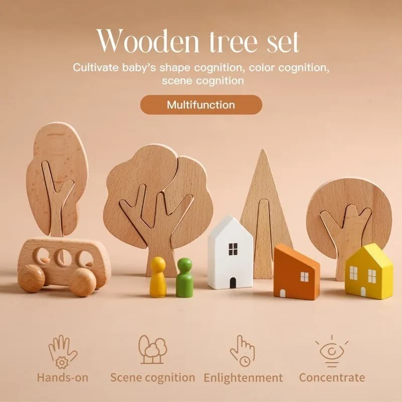 Wooden Building Block Forest Toy Set