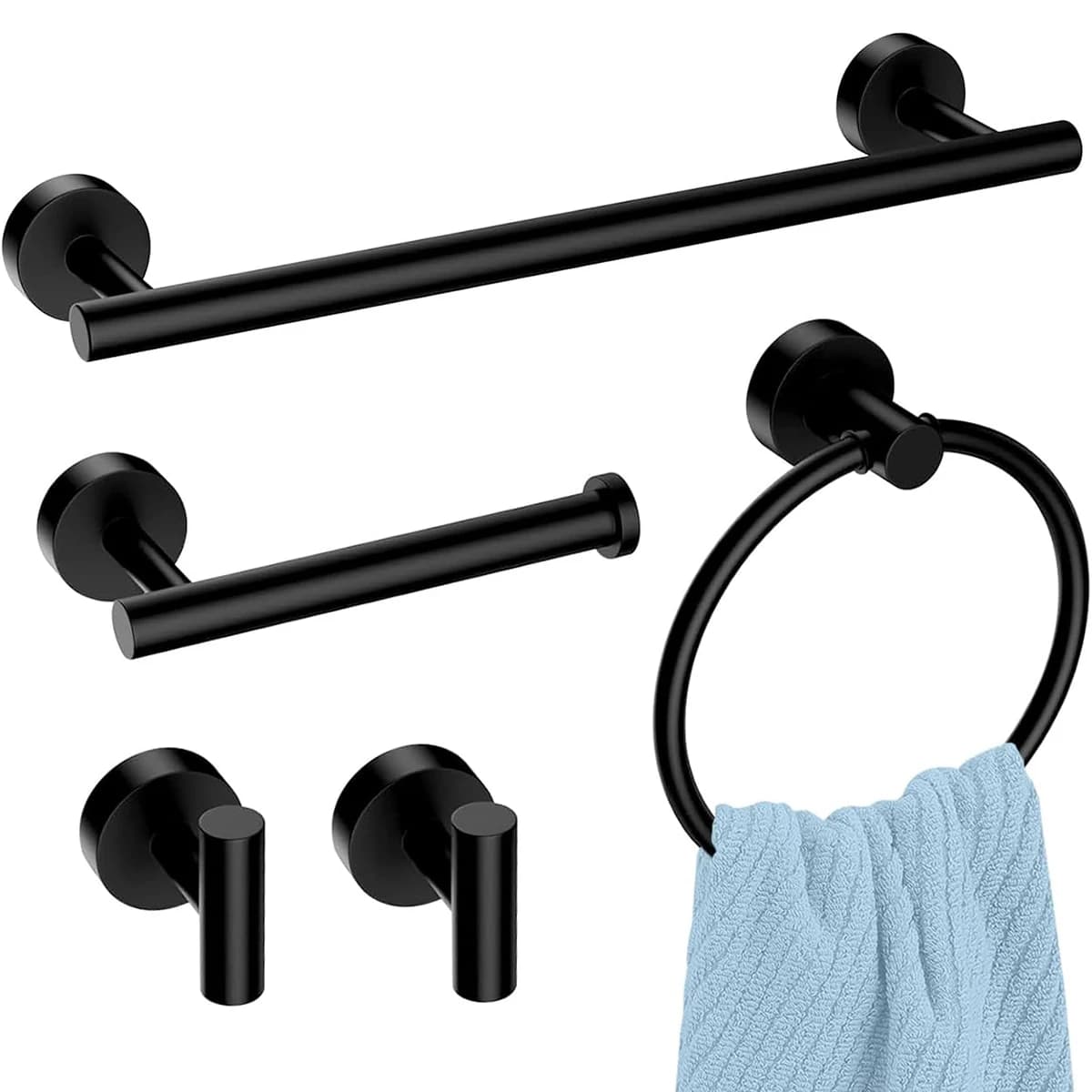 Bathroom Hardware Set Accessories Wall Mounted Stainless Steel Towel Bar Towel Ring Toilet Paper Holder Hook Bathroom Kit