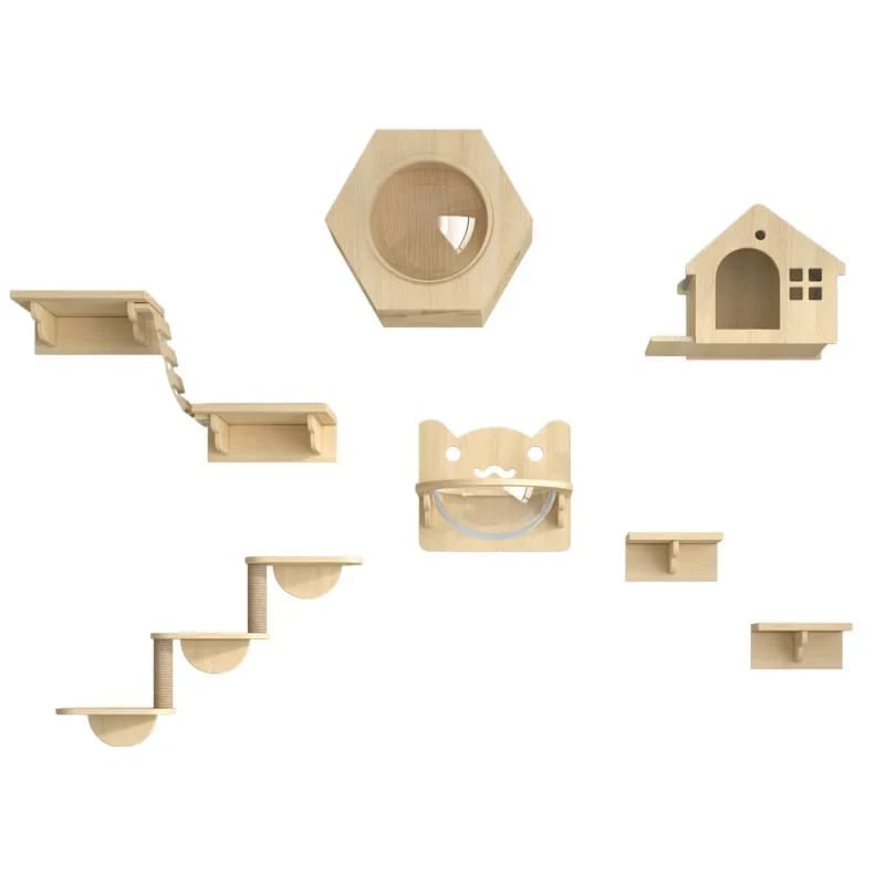 Wooden Wall Climbing Set for Cats