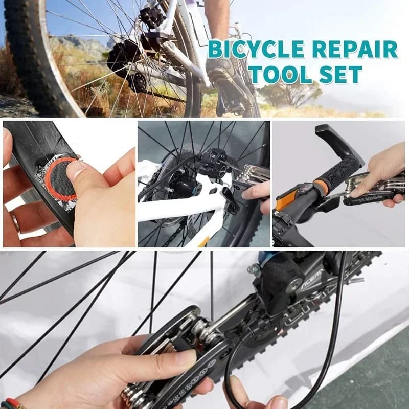 Bicycle Repair Multi-Tool Kit with Pump and Patches