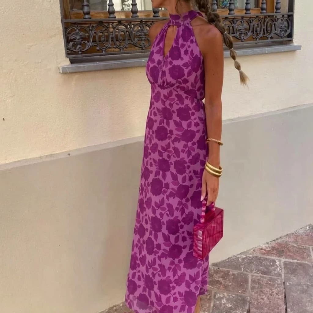 Floral Halter Maxi Dress