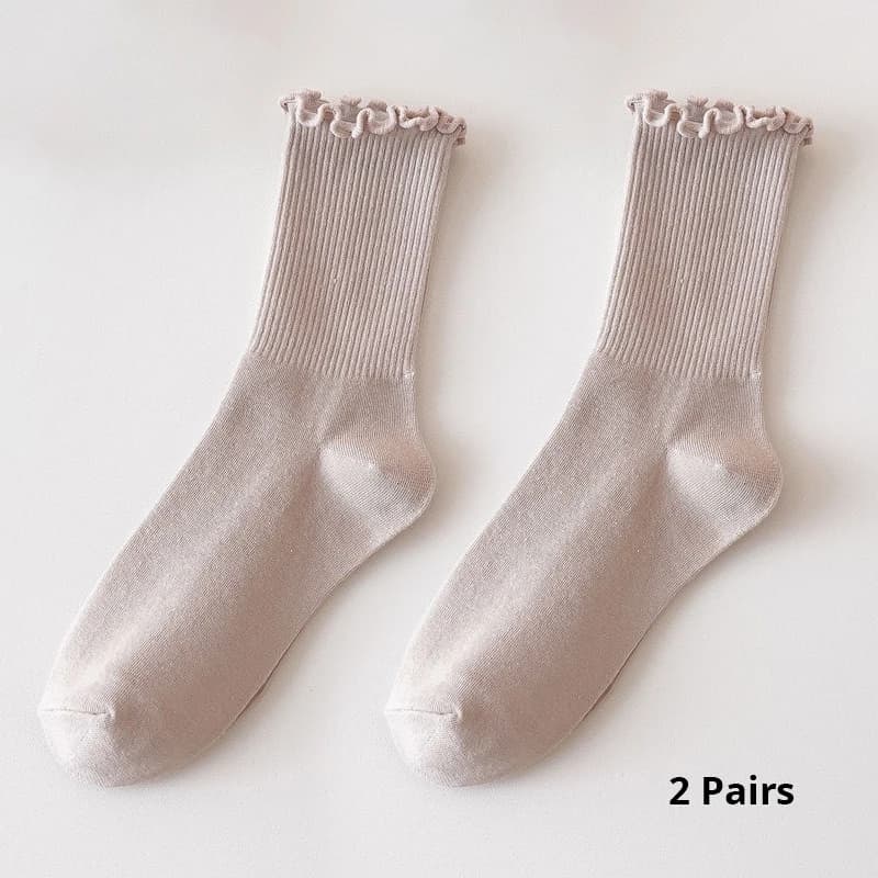Women's Cotton Ruffle Mid-Calf Socks