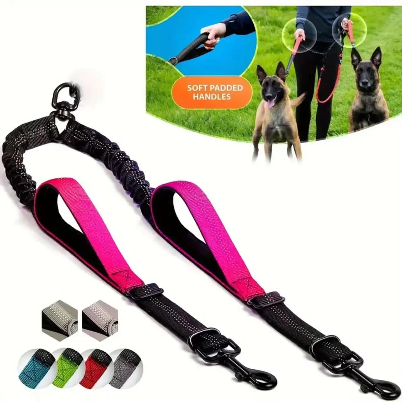 Dual Dog Leash Coupler with Padded Handles