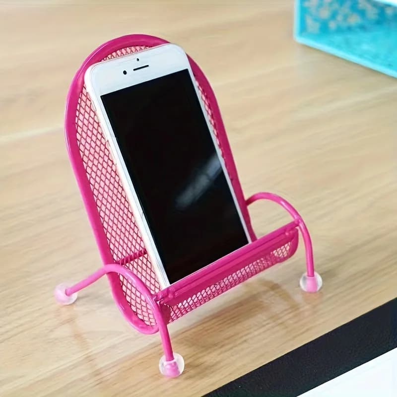 Stainless Steel Phone Stand with Heavy-Duty Base -Ergonomic Design for Bed & Desk, Secure Grip for Smartphones, Tablets, Cameras