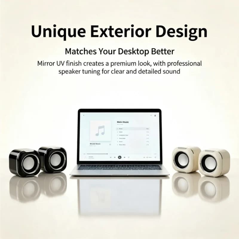 Mini Desktop Computer Speakers with Dual Bass