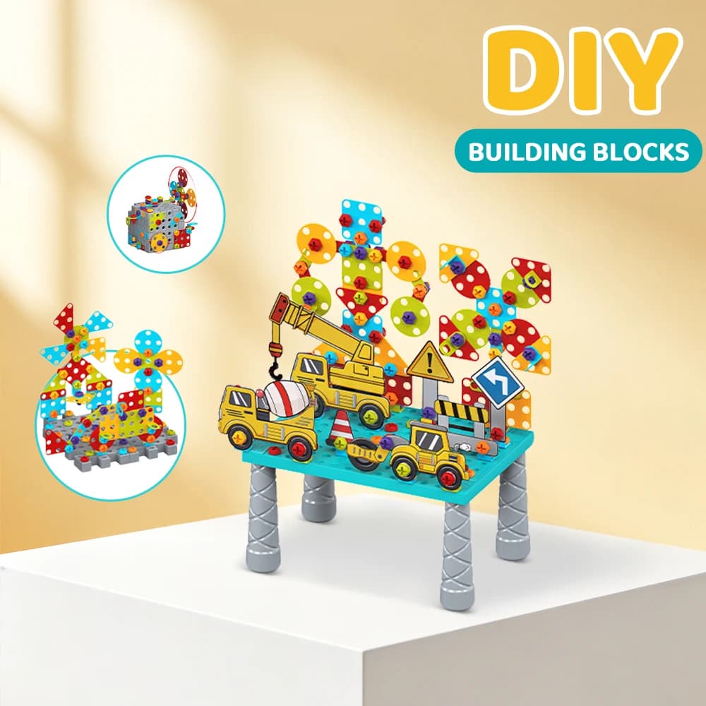 DIY Building Blocks Set with Tools and Storage